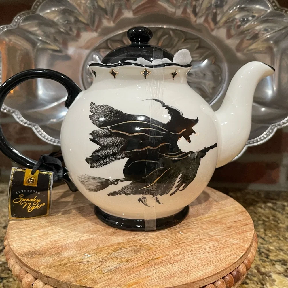 Potter’s Studio double sided teapot - halloween three witches and flying witch